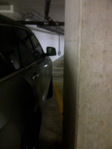 Pillar Parking: So, you can't sit in the back seat on the passenger side if you want to actually get out.